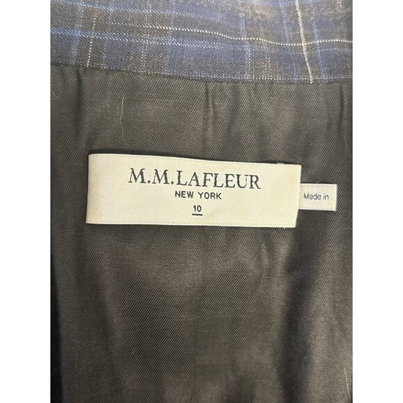 M.M. Lafleur Virgin Wool Plaid Blazer – Navy/Gray, Size 10 - Picture 5 of 12
